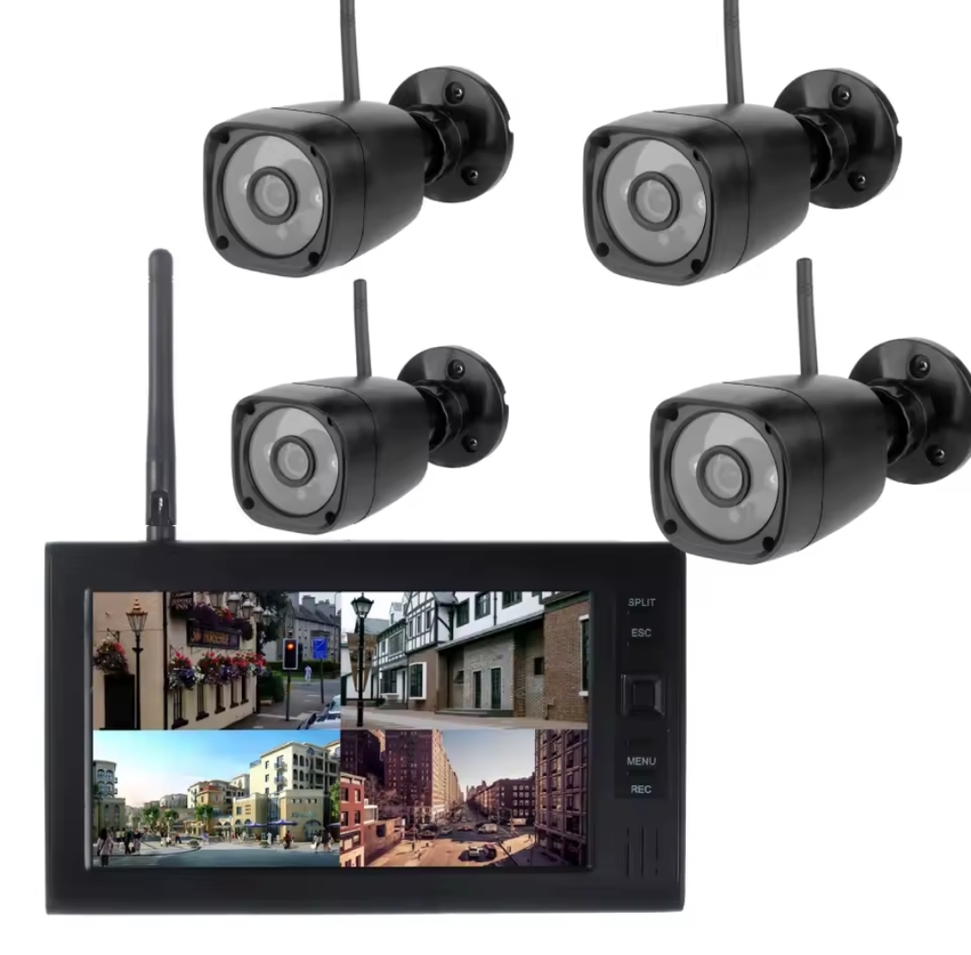 Langattomat valvontakamerat 4 kpl + 7" TFT - digitaalinäyttö. Helppokäyttöinen! ilman wifiä. 800p. 4-kanavainen langaton kamera DVR-Järjestelmä. Halvalla! Reilun viikon toimituksella!