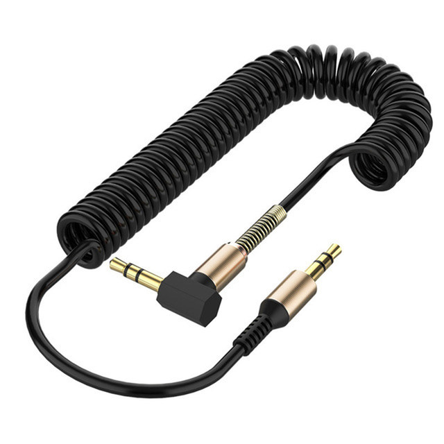 Audio / Aux - spiraalikaapeli. 3.5mm. Joustava. 1,8M. Musta. Halvalla!