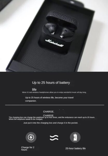 Marshall Smart TWS Minor 3 Bluetooth 5.0 Earbud - kuulokeet. Stereo. Original. Mustat. Ilmainen toimitus! - Image 6