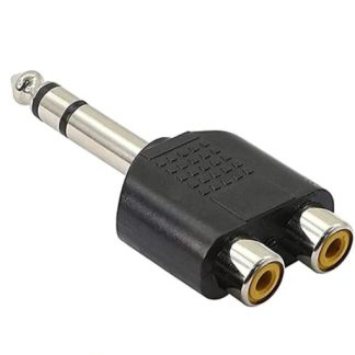 Audio Aux 6 3mm Uros RCA Naaras X 2 Adapteri Liitin Stereoplugi 
